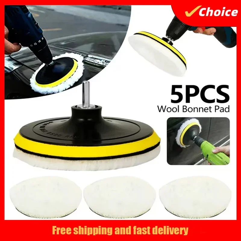 

5 шт., набор шерстяных автомобильных полировальных подушечек для полировки, полировки воском, полировки, ухода за краской, полировальные подушечки 3/4/5 дюймов