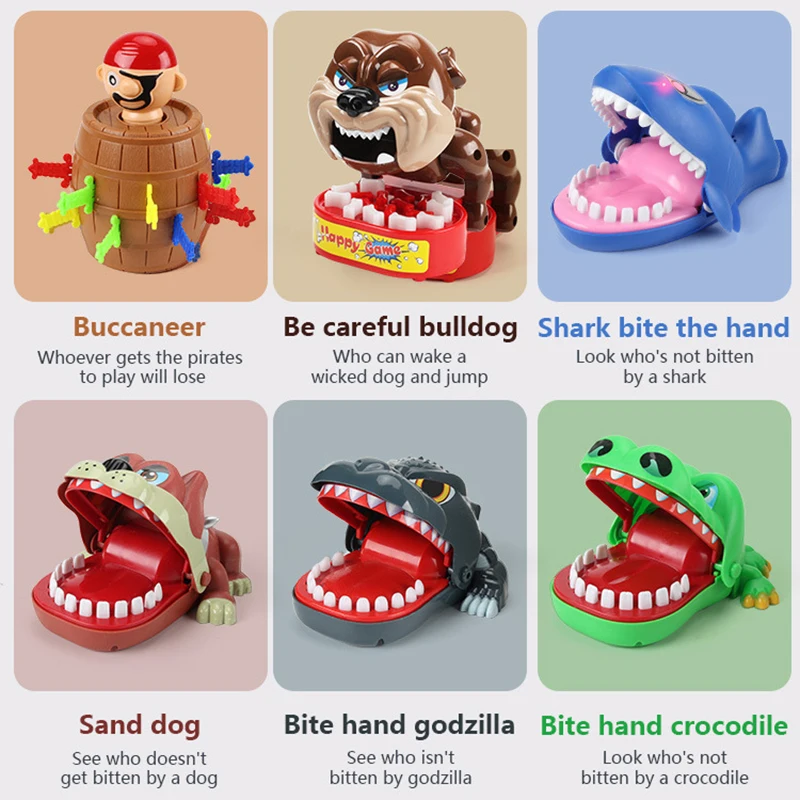 Children Large Crocodile Shark Mouth Dentist Bite Finger Game Novelty Jokes Kids Cartoon Pirate Barrel Family Trick Funny Game