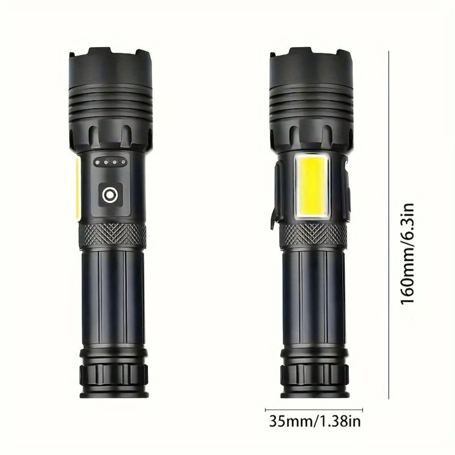 Ideal Choice for Outdoor Activities - Rechargeable High Brightness Portable 7-mode LED Flashlight with Variable Beam COB Work Li