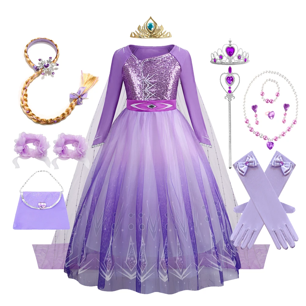 Mädchen Schnee königin Elsa Kinder Kostüme für Mädchen 2024 Karneval Party Abschluss ball Kleid Robe spielen Kinder Kleidung gefroren Prinzessin Kleid