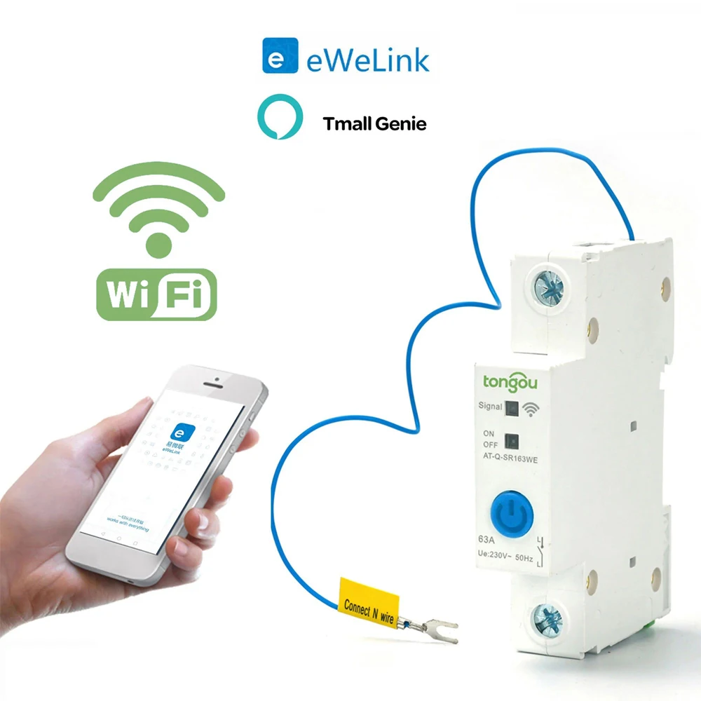 

WIFI Circuit Breaker Smart Switch Remote Control by Ewelink APP for Smart Home 16A 25A 32A 40A 50A 63A Circuit Breaker DIN ​Rail