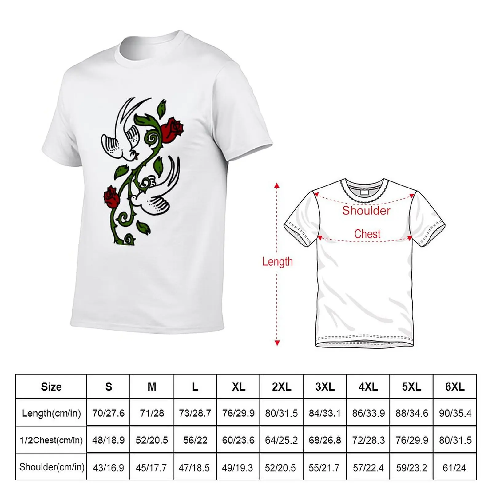 New Two white doves T-Shirt Short sleeve tee summer clothes summer tops tops mens clothing