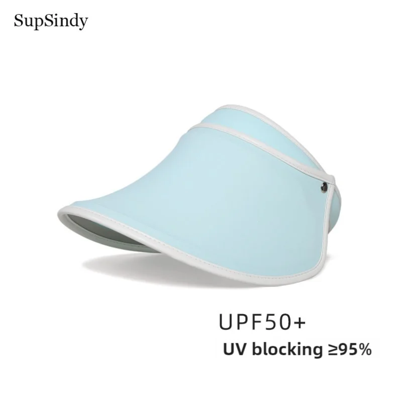 

SupSindy Summer Empty Top Wide Brim UPF 50+ Sun Hat Women Anti-UV Protection Hiking Cycling Fisherman Cap Solid Beach Hats White