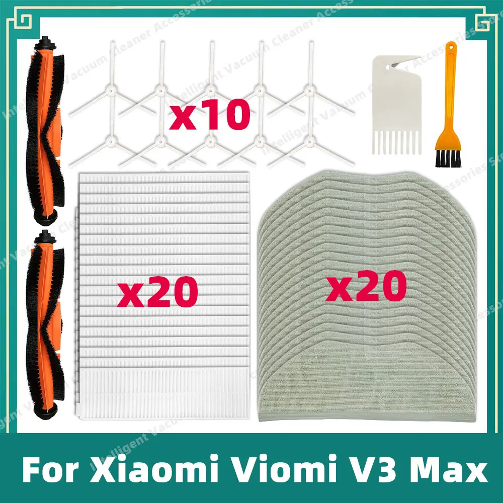 Fit For Xiaomi Viomi V3 Max Robot Vacuum V-RVCLM27B Main Side Brush Cover Hepa Filter Mop Rag For Cleaner Accessories Parts