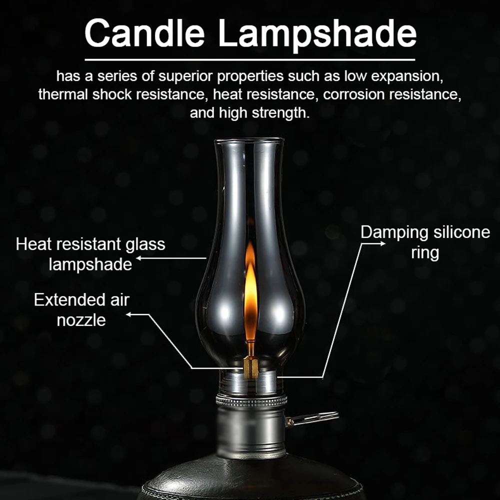 CAMPINGMOON Outdoor Camping Glass Candle Light Lampshade Lamp Holder Clear Oil Lamp Shade ClassicS Retro Family Decorative Light