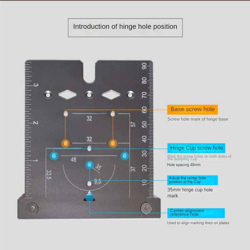 

AEE3-35Mm Hinge Punching Locator Hinge Boring Jig With Inch Metric Scale Multi-Function Woodworking Drilling Locator