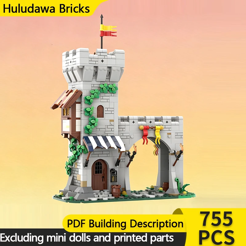 

Средневековый замок, модель MOC, строительные кирпичи, рок-кирпич, замочные ворота, модульная технология, детские праздничные подарки, сборные игрушки, костюм