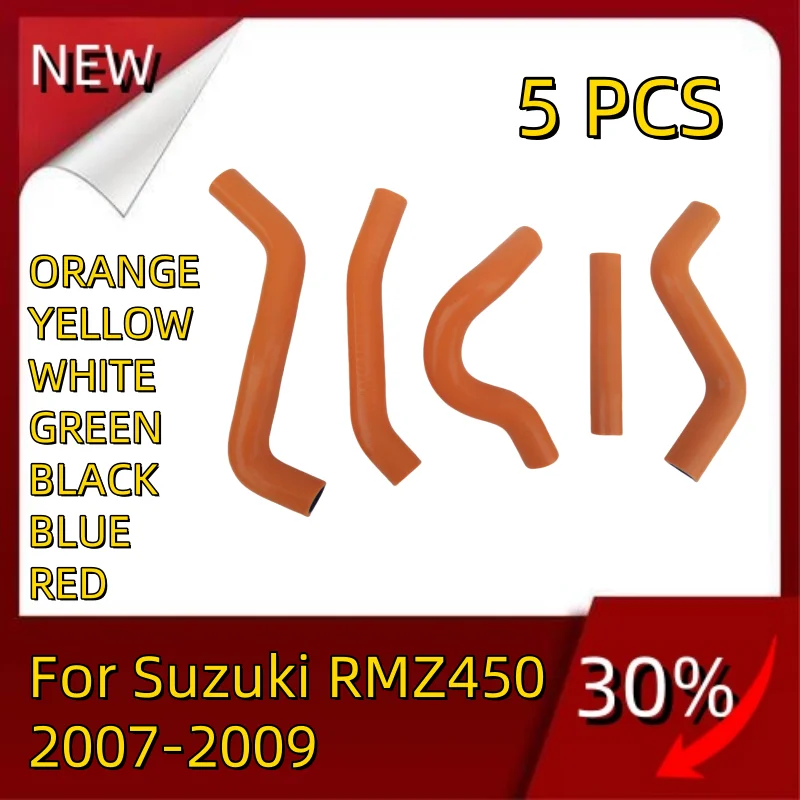 NEW 5 PCS hight quailty all Silicone Radiator Hose For Suzuki RMZ450 2007-2009 RMZ 450 Pipe Tube Kit 2007 2008 2009