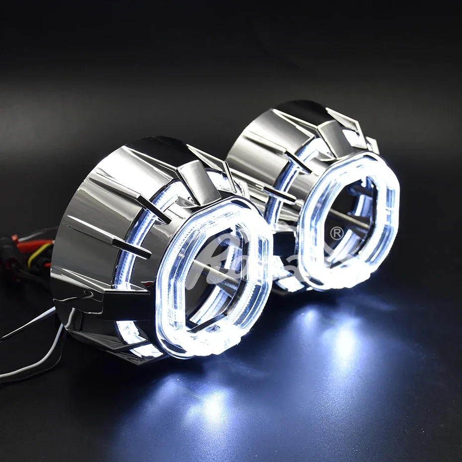 Ronan 2.5 Inch Double LED Square Angel Eyes for Bi Xenon Projector Lens on Car Headlight Retrofit