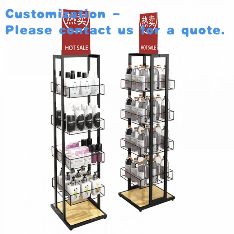 

custom.Kainice Customized 4 Layers Metal Makeup Cosmetic Shop Display Stand Retail Display Rack With Billboard