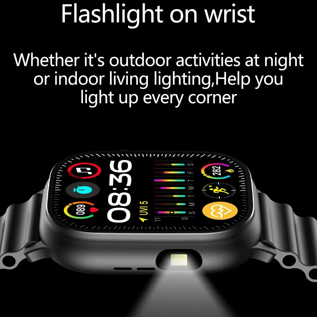 LEMFO LF40 Smart Watch 2024 Men 2.01 HD Screen Flashlight Camera IP68 BT Call Heart Rate Outdoor Wireless Charging Smartwatch