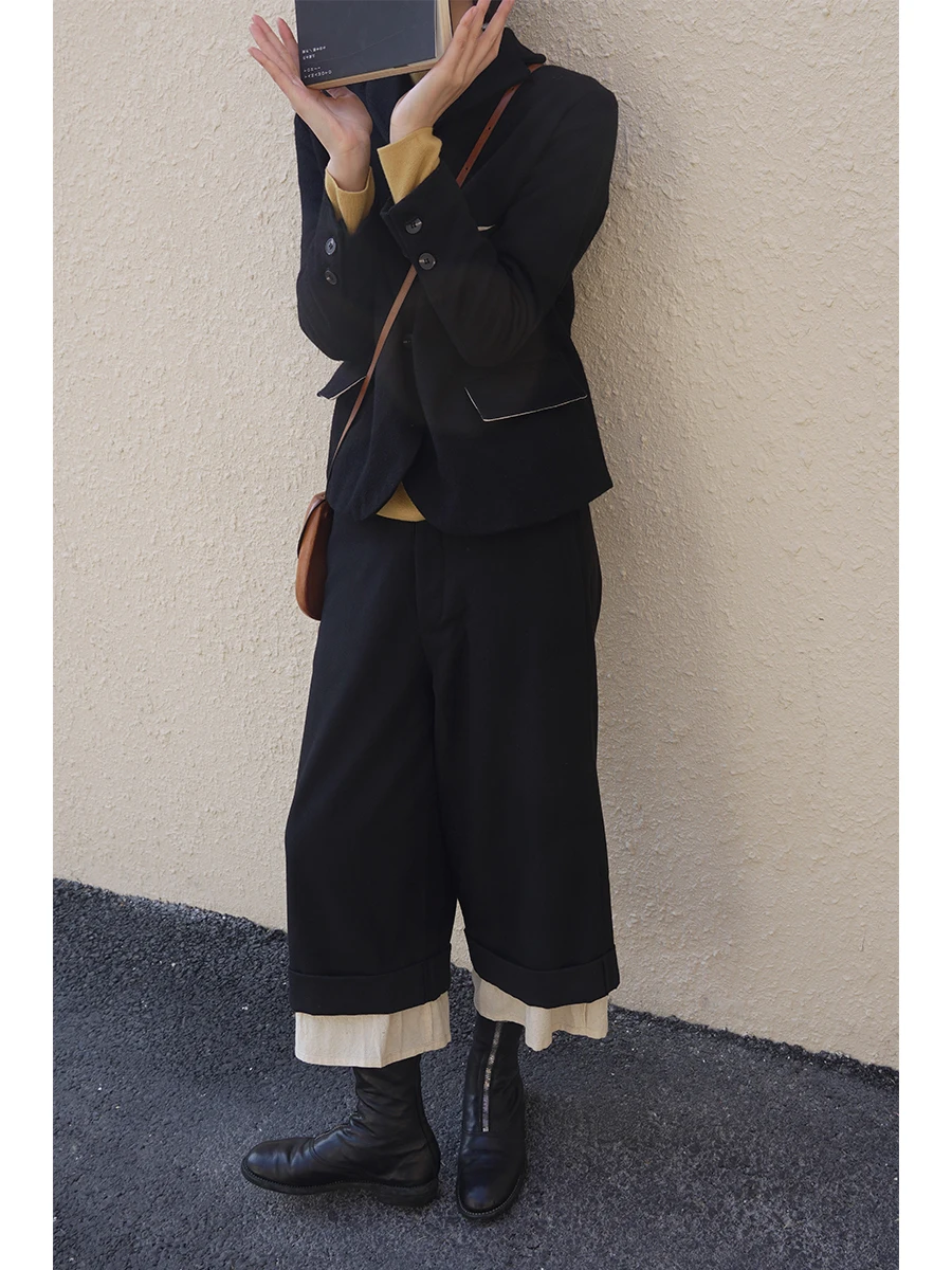 

Широкие брюки Unular 996 прямого кроя из шерсти, со скидкой, на пуговицах, с утолщенной талией, для зимы, повседневные...