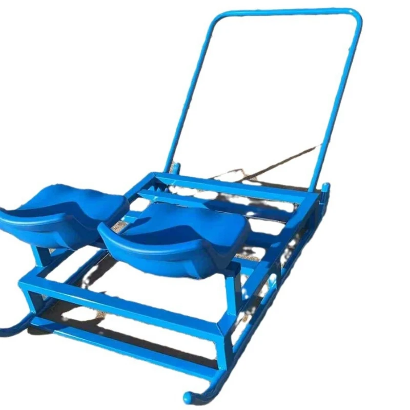 Ski plow, dog sleigh, winter ice and snow play plow