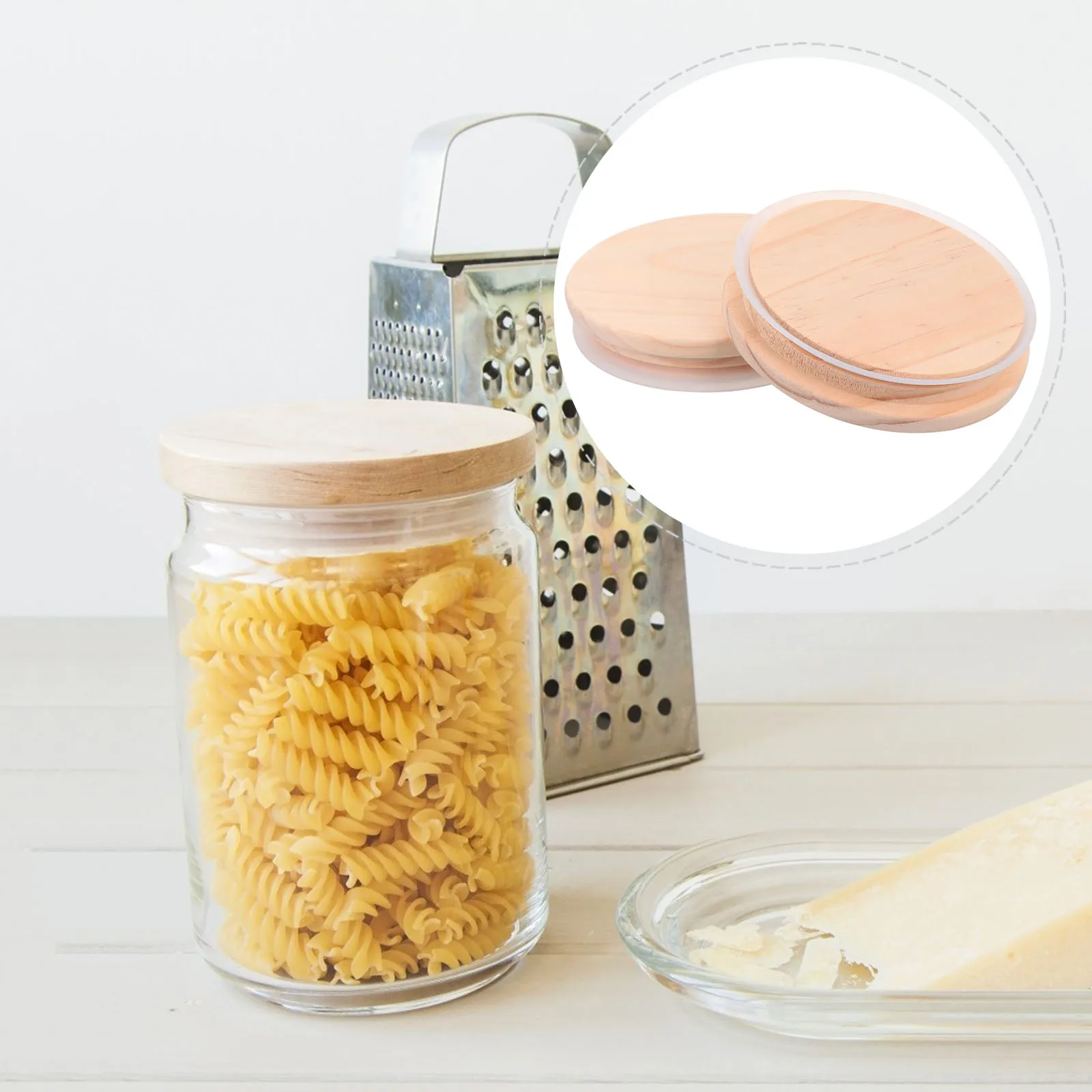 

5Pcs Classic Wooden Lid Sealed Cover For Glass Jars Durable Natural Wood Bottle Top