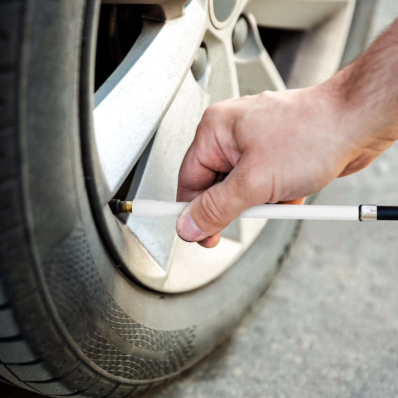 

10pcs Tire Valve Extension Rods 150mm White Plastic Bike Car Valves Stems Nozzle Straight Extensions Fits Most Saves Time Effort