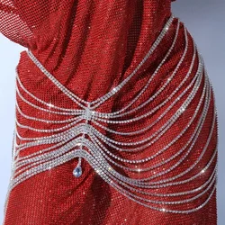 Stonefans Sexy Luxury Bling Long Multlayer Dress Belt Crystal Chain Wedding Bridal for Women Fashion Pendant Bikini Jewelry Gift