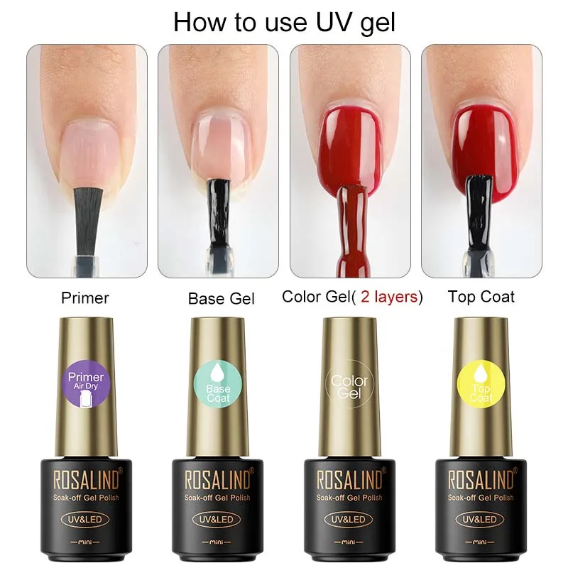 Rosalind Mini UV Gel Nagellack Basis Decklack Funktionelle Gel Semi Permanent Led Lampe Nagel Liefert Glas Flasche