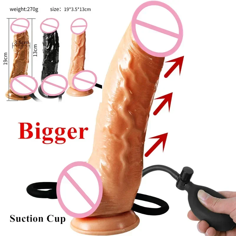 Big Dildo Inflatable Dildo Plug with Suction Cup Anal Plug Realistic Penis Pump Butt Plug Vaginal Sex Toys for Women Female