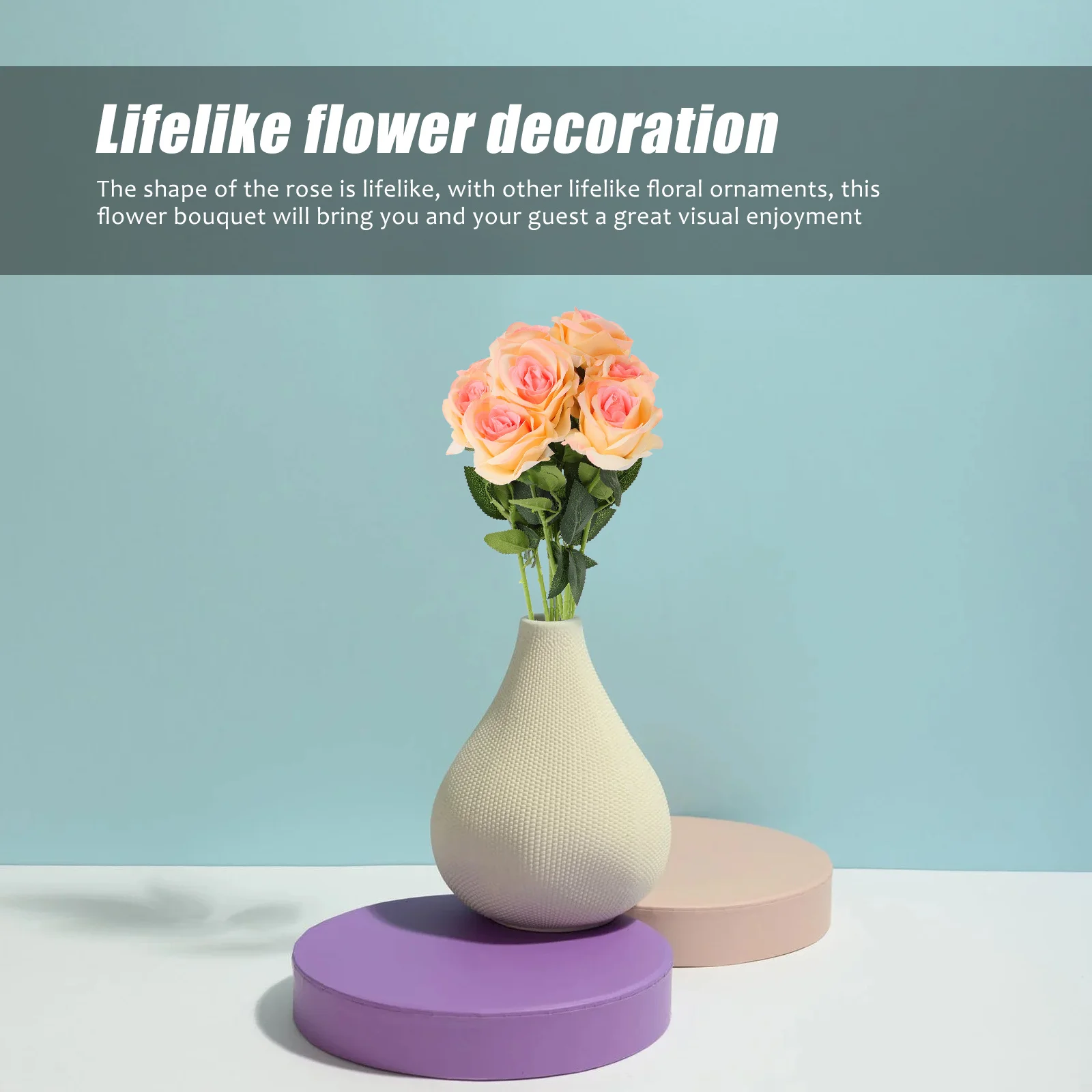 

8Pcs Realistic Artificial Roses Silk Flower Valentine's Day Wedding Party Decoration Supplies Fake Rose Silk Rose Flower