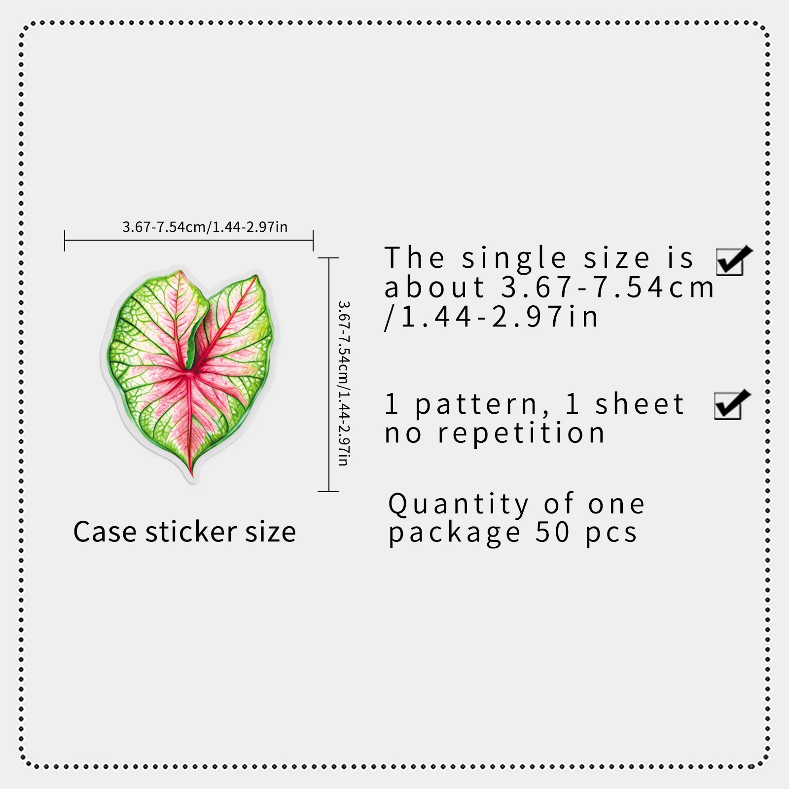 50/100PCS Colored Leaf Taro Transparent PET Stickers Colored Leaf Plant Handbag  DIY Decorative Waterproof Stickers