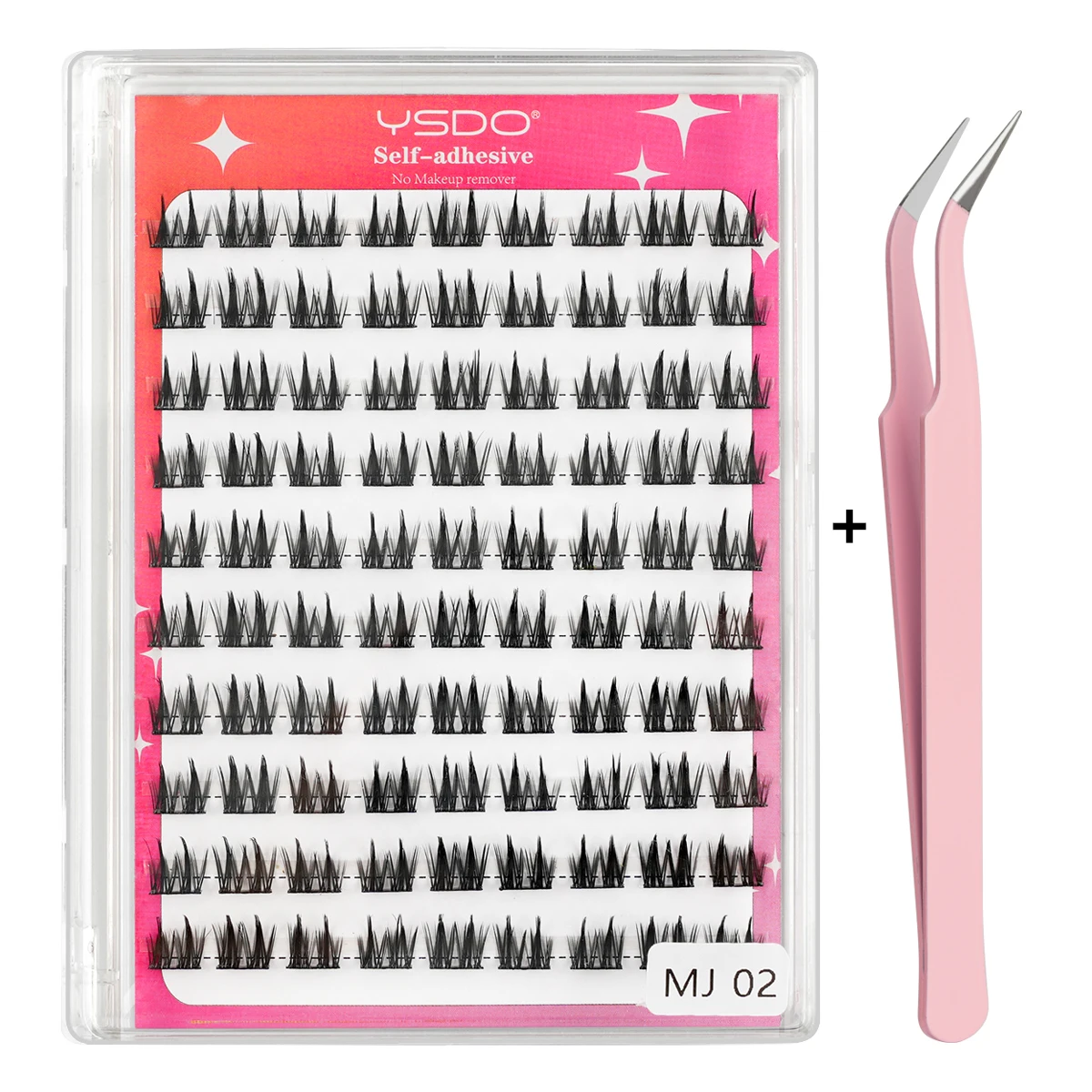 YSDO Selbstklebende Wimpern, 10 Reihen, DIY, natürliche Cluster-Wimpern mit Pinzette, kein Kleber erforderlich, individuelle Wimpernverlängerung, wiederverwendbar – Detail 6