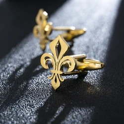 Tangula Stainless Steel Saint Lily Cufflinks for Men Vintage Christianity Faith Jewelry Groom Wedding Accessories Best Man Gifts