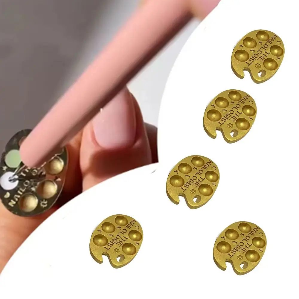 

5Pcs Wearable Finger Fingertip Resin Gold Nail Art Palette Ring DIY Fingertip Manicure Palette Ring Nail Polish Palette