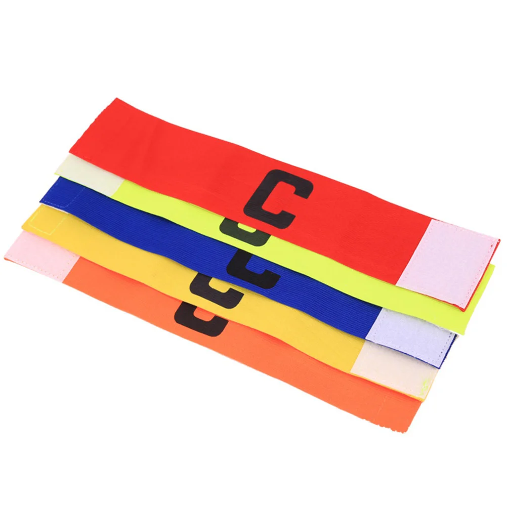 

5 Pcs Football Soccer Elastic Captain Armband Adjustable Soccer Rugby Basketball Player Bands 5 Colors