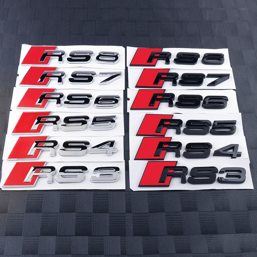 1PCS Adhesivo Decorativo 3D ABS para Carrocería Trasera de Coche, Accesorios de Modificación Automotriz para Emblema Audi RS3 RS4 RS5 RS6 RS7 RS8