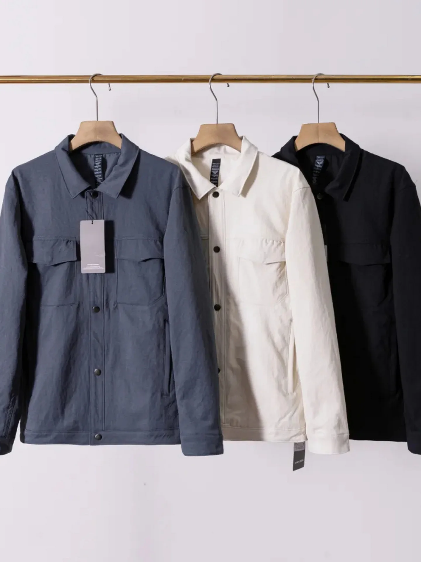 

Новая американская мужская куртка из чистого хлопка: комфортная, дышащая, свободного кроя, повседневная рабочая одежда с воротником, осенняя верхняя одежда для поездок на работу