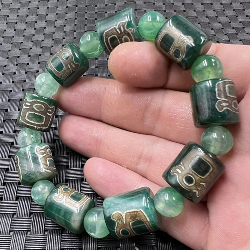 Jade bracelet agate beads barrel wenwan agate passepartout retro jade bracelet beads for jewelry making