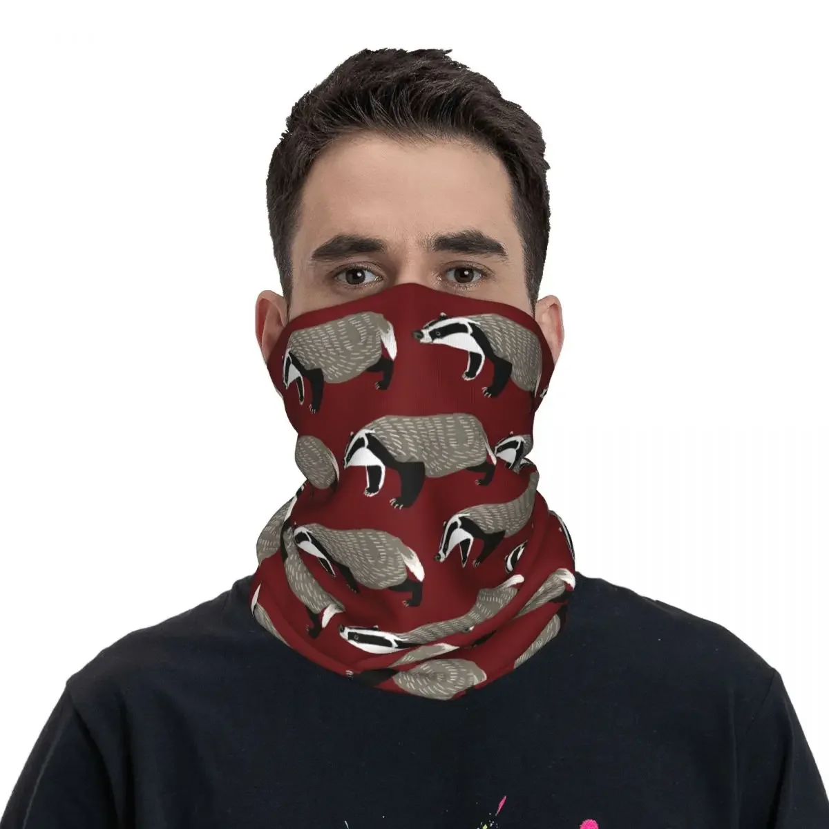 European Badger Bandana Neck Cover Printed Wrap Mask Scarf Multifunction Headwear Cycling For Men Women Adult Washable