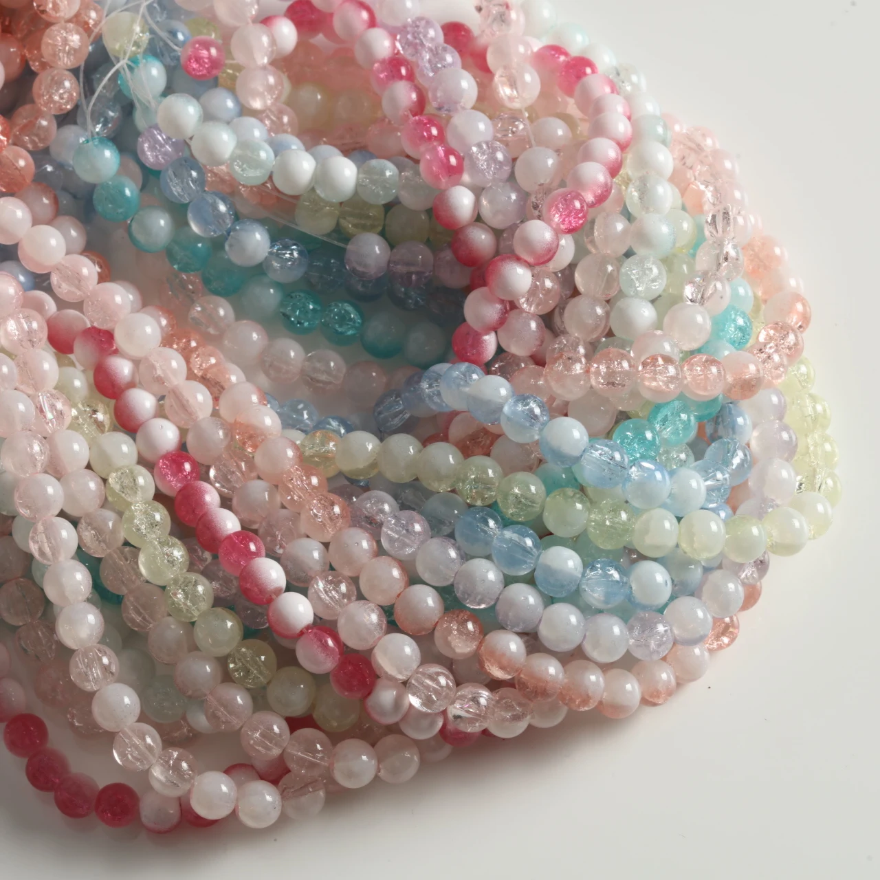 8mm 120-960pcs  Cracked Glass Beads Round Beads For DIY Bracelet Necklace Handmade Jewelry Making Supplies Accessories