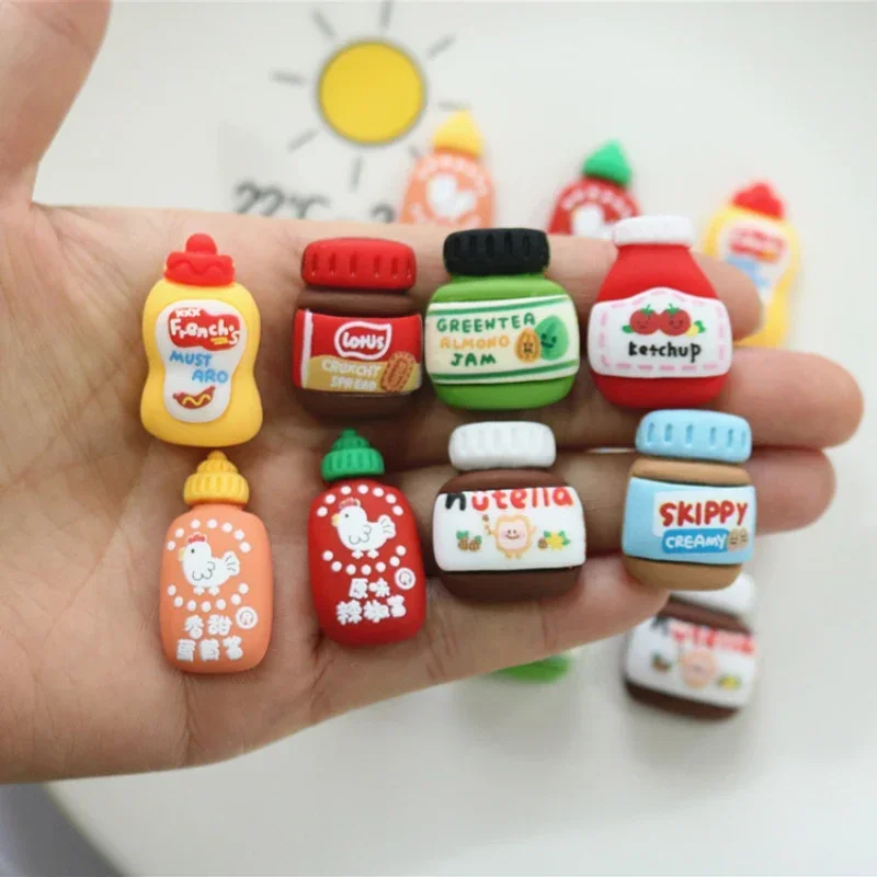 10Pcs Simulation Ketchup Jam Mayonnaise Bottle Resin Cabochons Scrapbooking For Phone Decoration Crafts Making DIY Accessories