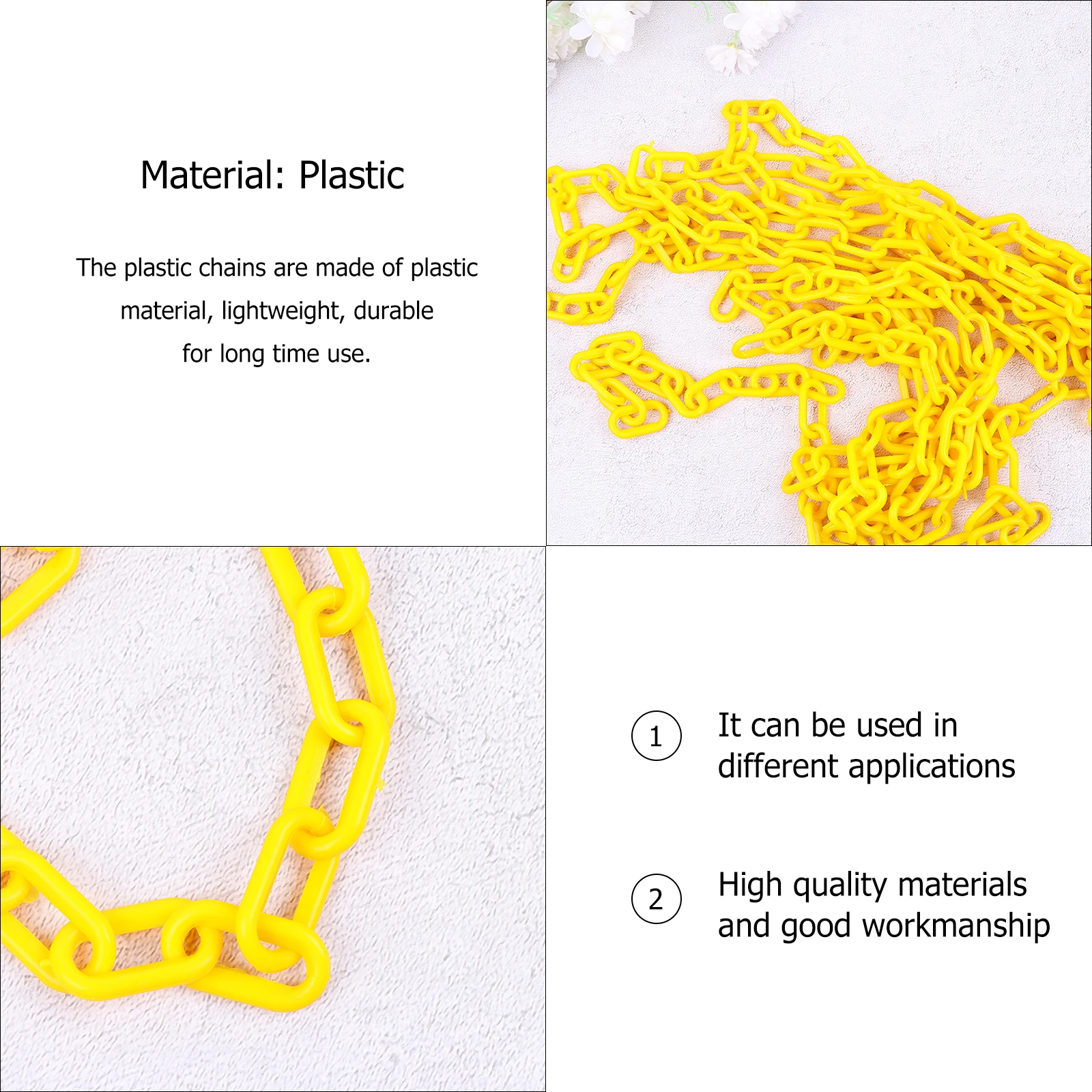 Plastic Safety Chain 10M Yellow Caution Security Chain for Traffic Control Road Barrier Crowd Isolation
