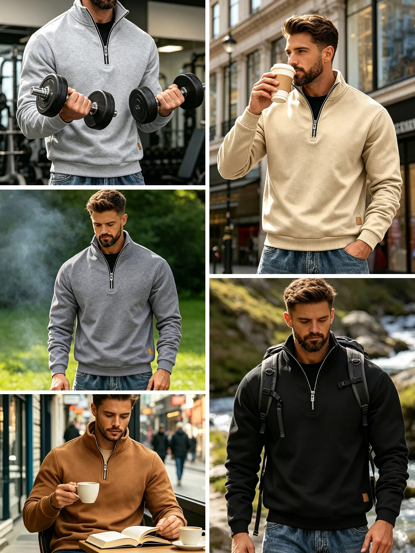 2 ensembles de sweat-shirts cl - Mens Fashion Quarter Zip avis et prix