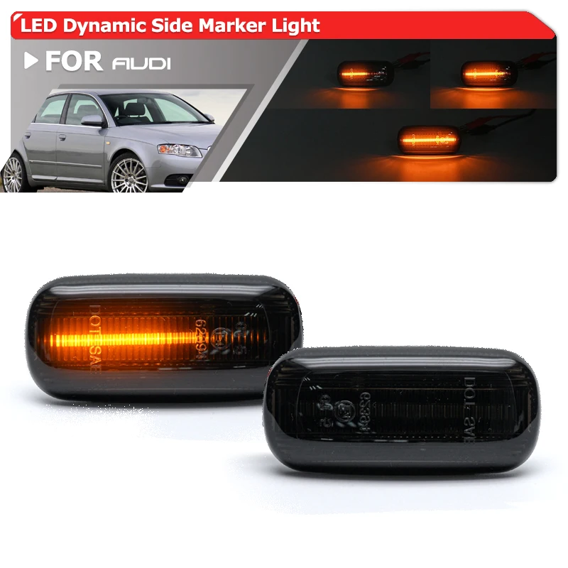 Smoked Sequential Amber Led Side Marker Indicator Turn Signal For Audi A3 S3 8P A4 S4 B6 A6 S6 RS6 C5 C6 2003-2008 OEM:8E0949127