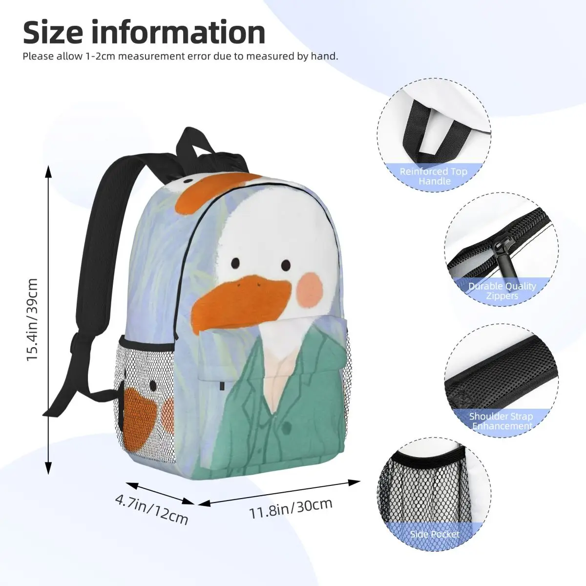 Cartoon Popular Goose Animal Backpack Student BookBag Children School Bag Laptop Shoulder Bags for Boys Girls
