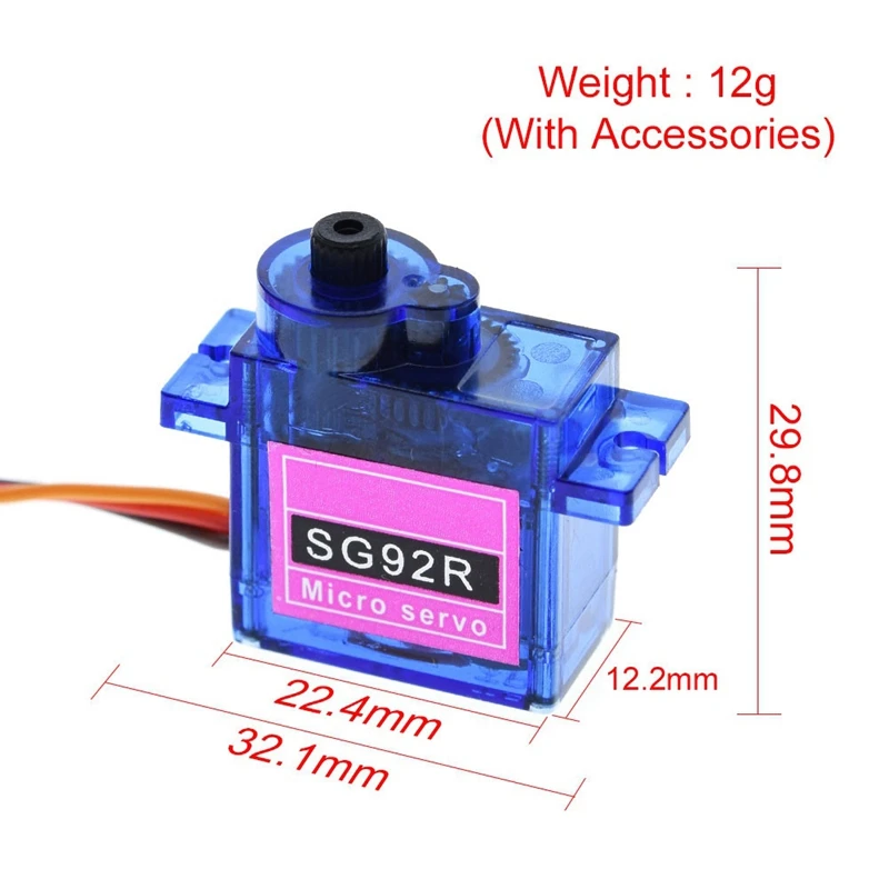 SG92R 9G أجهزة صغيرة 9G 2.5 كجم لطائرة هليكوبتر تعمل بالتحكم في قارب السيارة لاردوينو