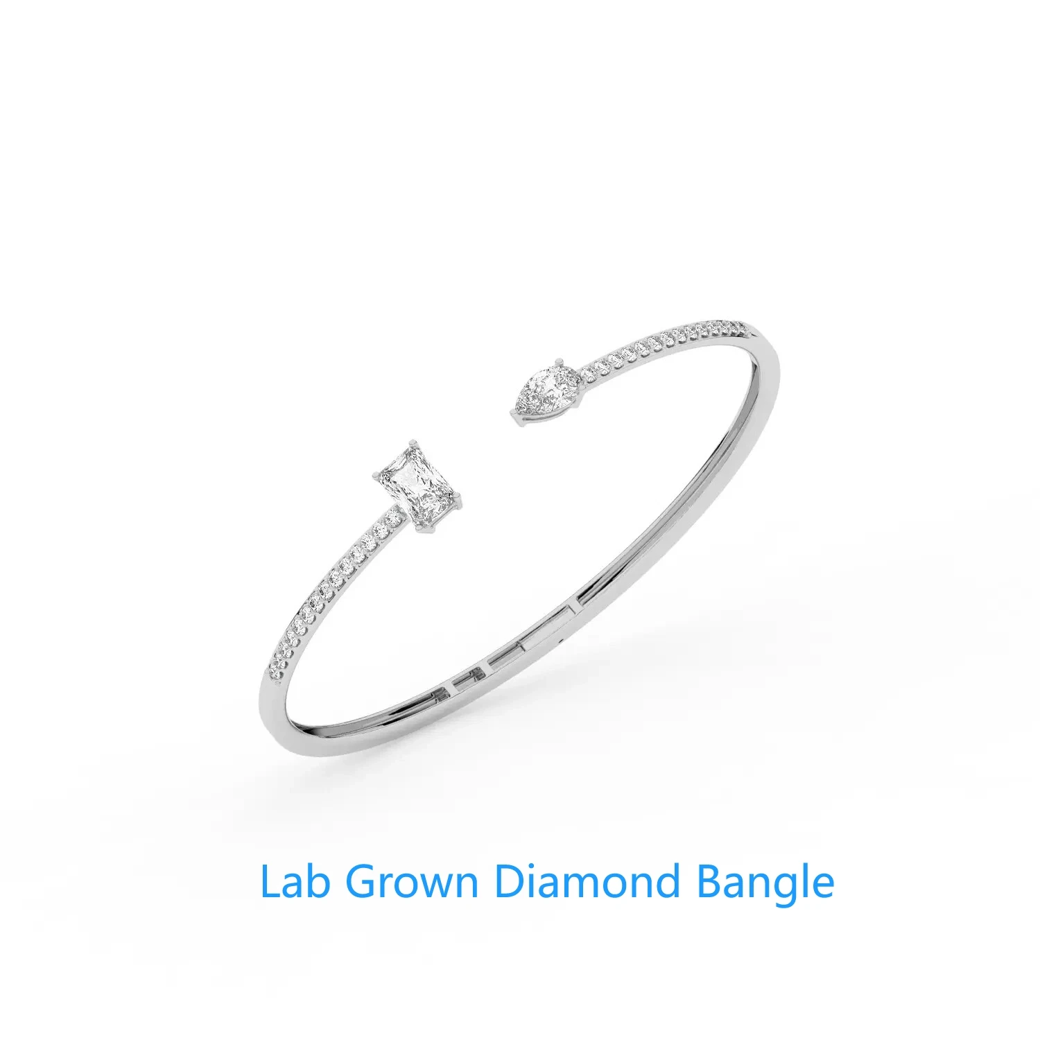 

CVD HPHT Lab Grown Diamond Radiant & Pear Cut Diamonds Bangle For Women Platinum 950 1.85 Ctw Wedding Bangle For Lady