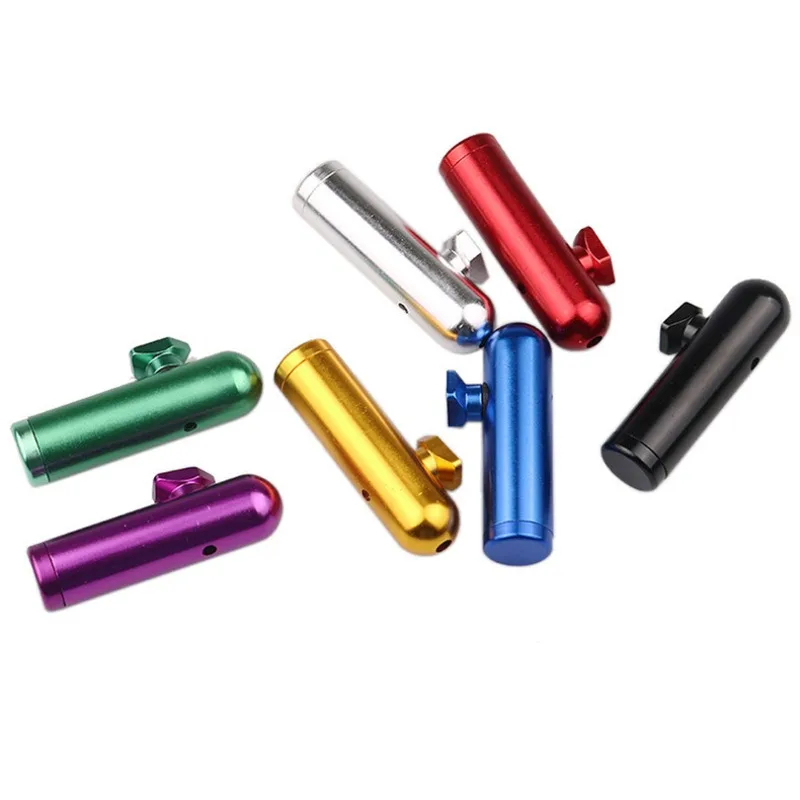 Mini Snuff tube Colored Metal 54mm Aluminum Alloy Round nose bullet shape High Quality snuff bottle pipe Cool Gadget for Men