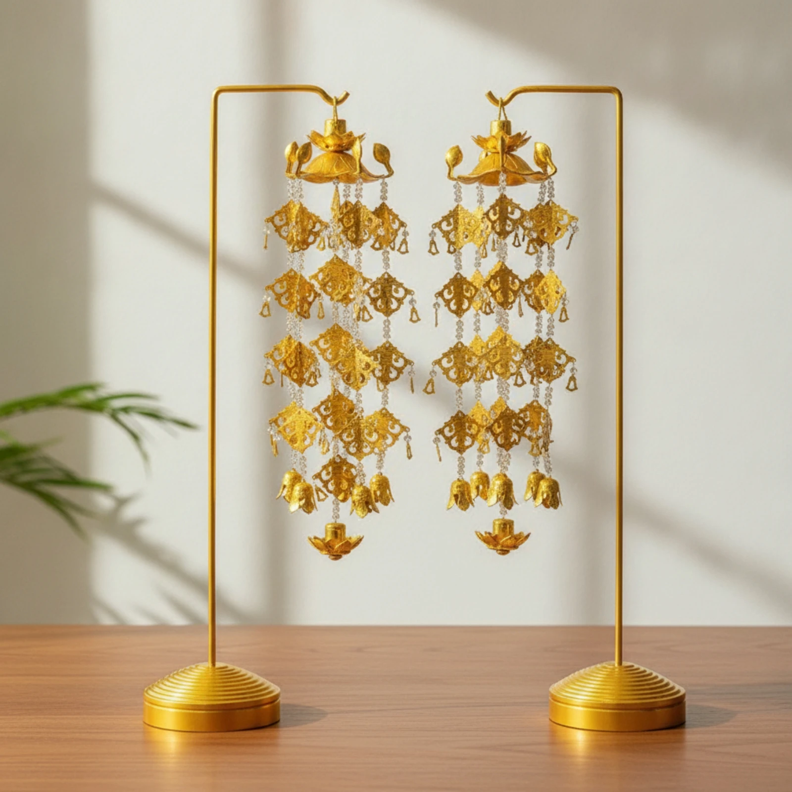 Lotus Hanging Ornaments Filigree Buddhist Altar Ornaments Lotus Hangings Shiny Latkan Traditional for Buddhists