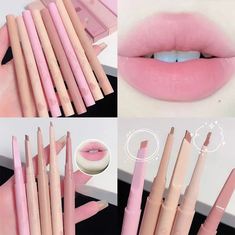 5 สี Matte Lipliner ดินสอกันน้ํา Plumping Stain ลิปสติก Natural Nude Pink Lip Liner สําหรับ Outline Lips Contour แต่งหน้า