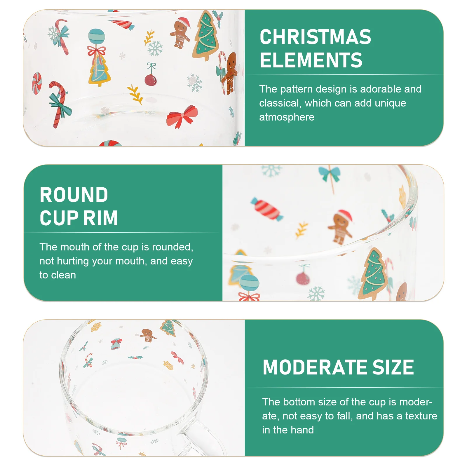 

Holiday Mugs Glass Tea Cup Drinks Drinking Christmas Decoration Cups Cute Coffee