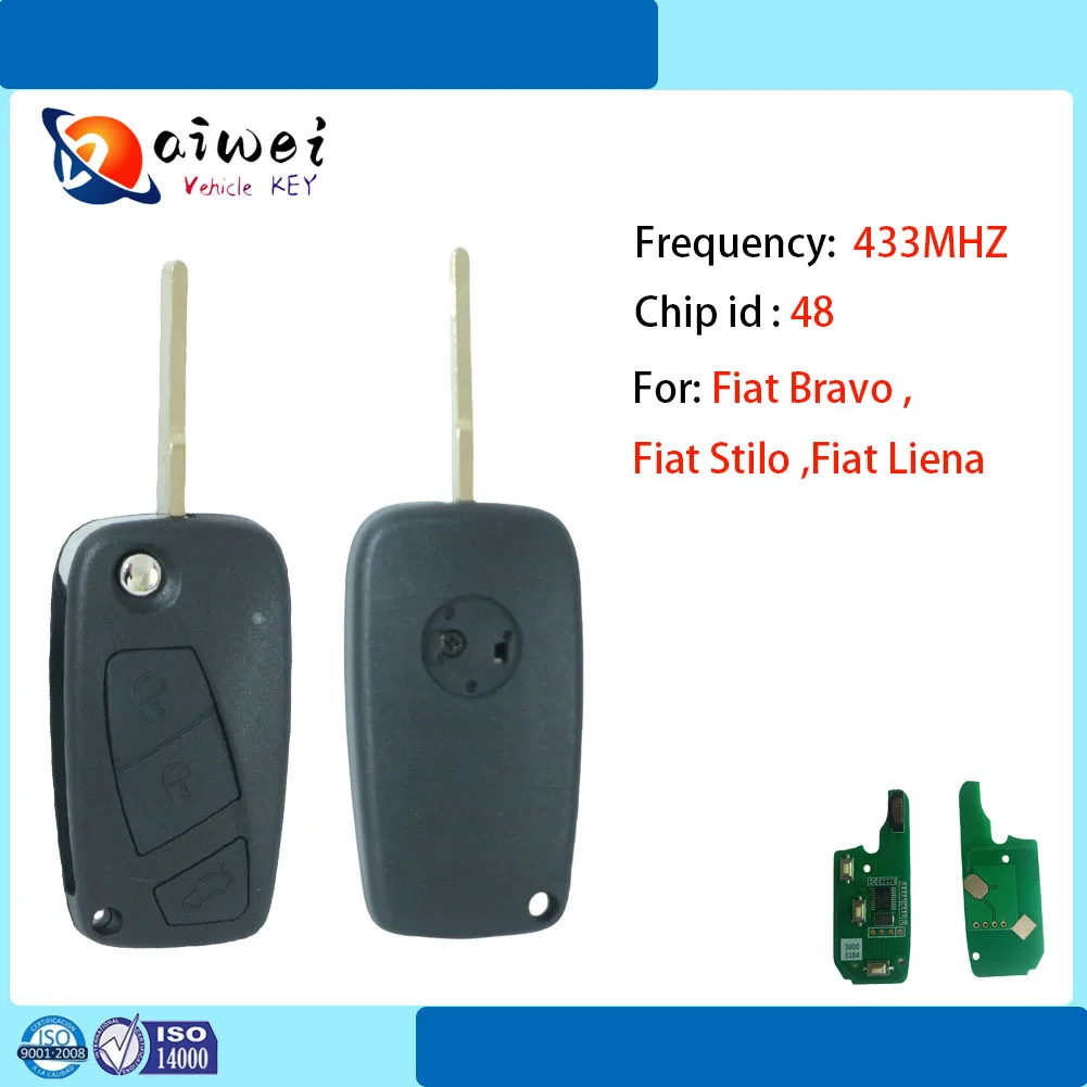 

433 MHz Megamos ID48 3button Card Remote Key Control For FIAT Bravo Ducato Linea Stilo Punto