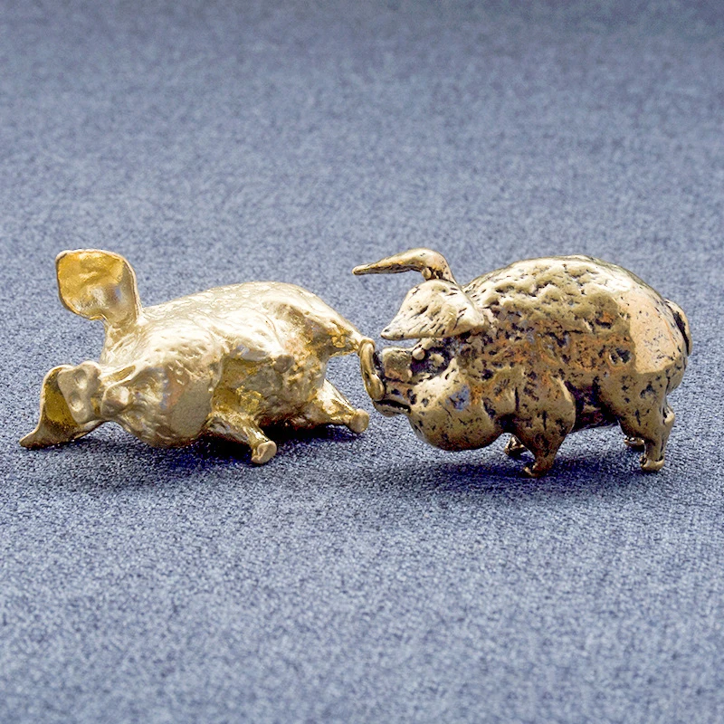 Ретро медная китайская статуя 12 знаков зодиака, домашнее украшение, античная латунная Статуэтка счастливого животного, маленькие настольные украшения