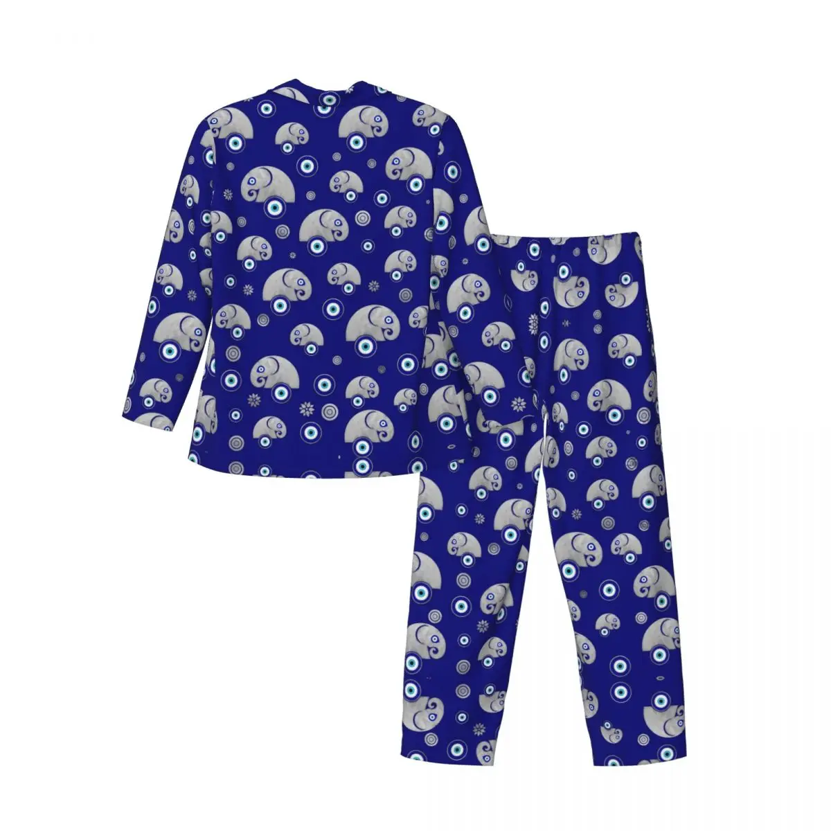 Olifant Boze Oog Nachtkleding Lente Dierenprint Casual Oversized Pyjama Sets Mannen Lange Mouwen Comfortabele Dagelijkse Custom Nachtkleding