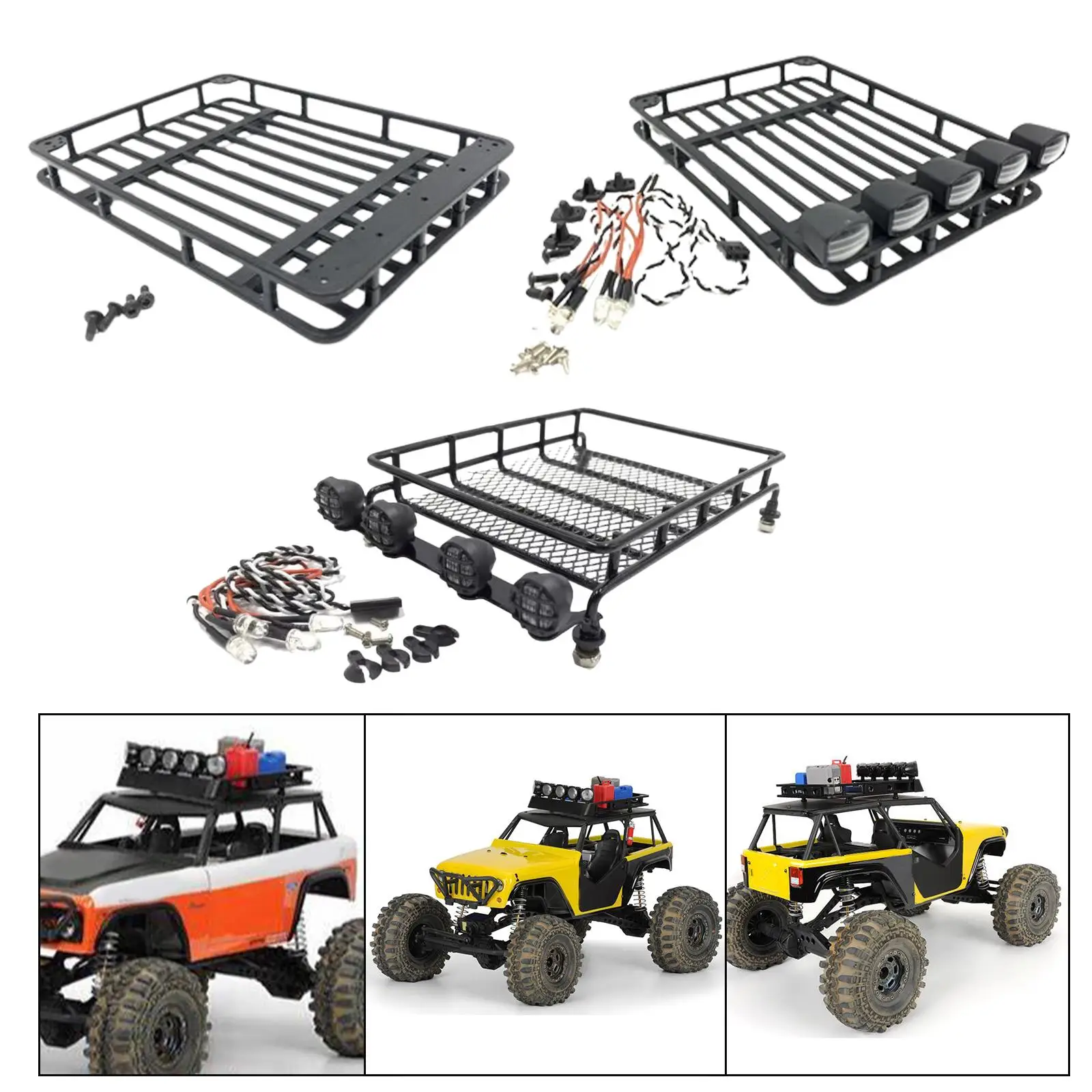 

1:10 RC Car Roof Rack Luggage Carrier Easy to Install Lightweight DIY Upgrades