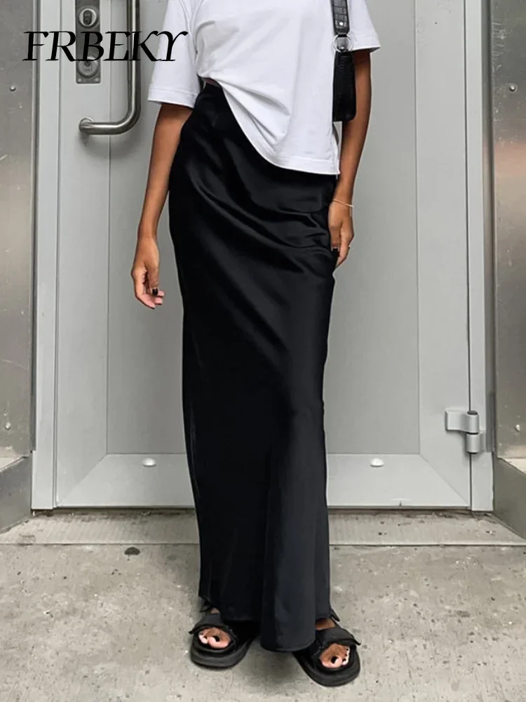 

Elegant Skirts Autumn Fashion Solid Color Casual Half-body Skirt Commuter Satin Draped Fishtail Long Skirt Streetwear Clothing