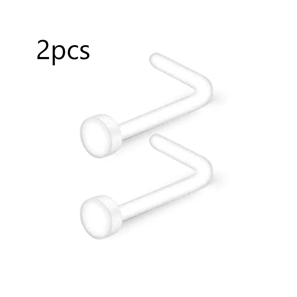 2pcs Clear Bioflex Nose Rings Belly Rings